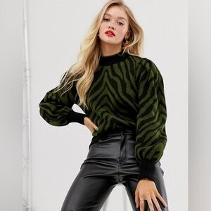 Mango, Sweater with zebra print, size S